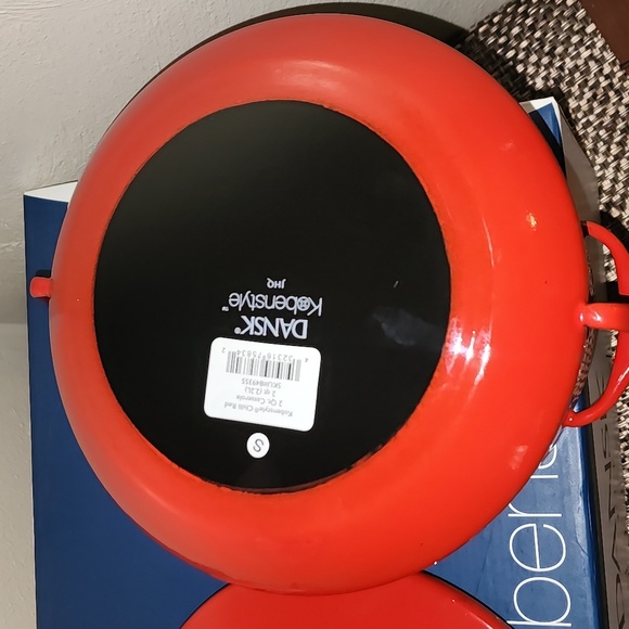 Dansk Red Kobenstyle Chili Red Enamel Pot W/ Trivet Lid NIB Lenox 2 Qt Vintage - Picture 5 of 14
